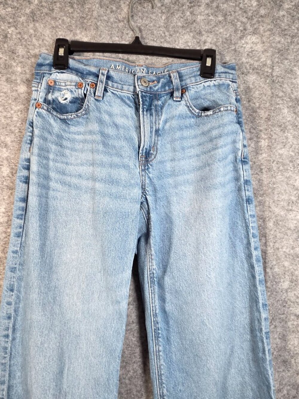 American Eagle Light Wash Jeans Size 2 High Rise Wide Leg Y2K - Picture 3 of 10